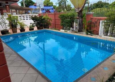 Outdoor swimming pool in a garden