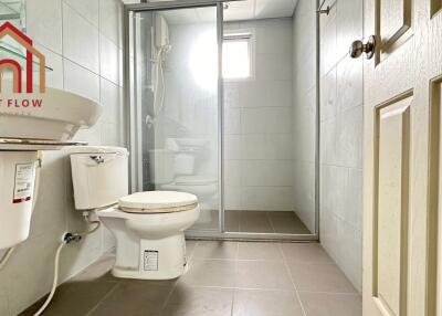 Modern bathroom with glass shower enclosure