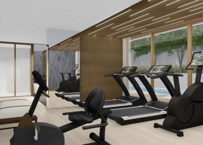 Modern gym with treadmills and exercise equipment