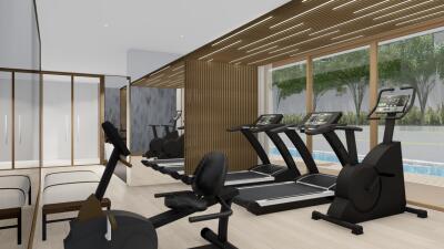 Modern gym with treadmills and exercise equipment