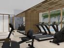 Modern gym with treadmills and exercise equipment