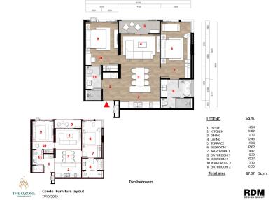 Two-bedroom condo furniture layout