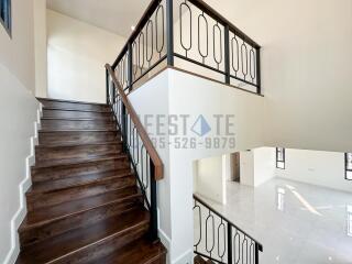 Staircase and open upper landing in a modern house