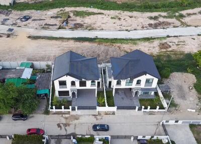 Aerial view of two modern houses