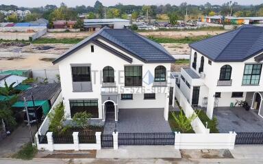 Two-story modern house with front yard