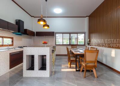 Spacious modern kitchen and dining area