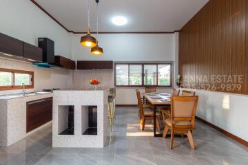 Spacious modern kitchen and dining area