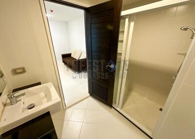 Modern bathroom with shower and sink