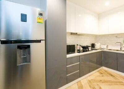 Modern kitchen with stainless steel appliances