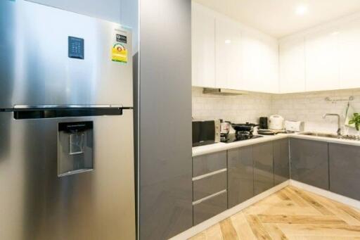 Modern kitchen with stainless steel appliances