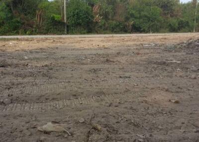 Empty lot with trees in the background