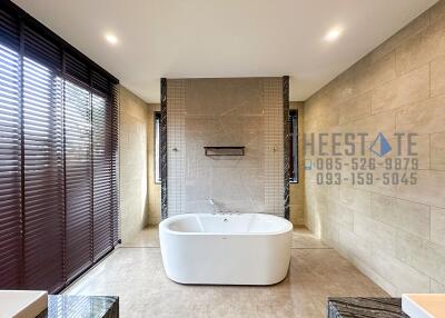 modern bathroom with standalone bathtub