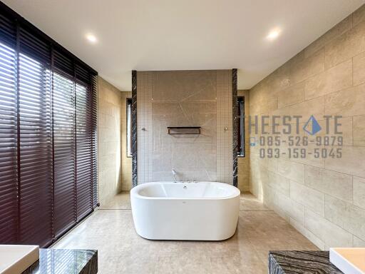 modern bathroom with standalone bathtub