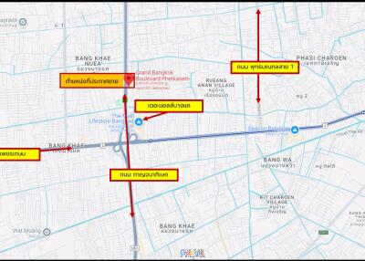 Map showing the main highways and locations around Bang Khae