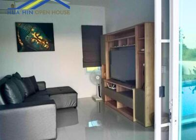 Modern living room with sofa and TV stand