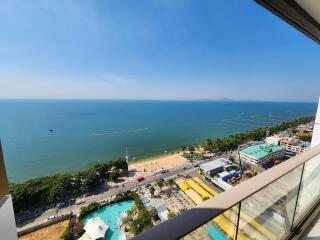 Balcony view over beach with clear blue sea