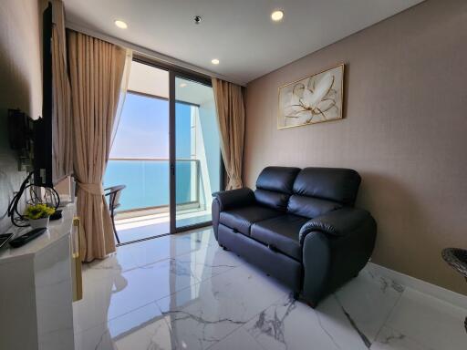 Modern living room with sea view