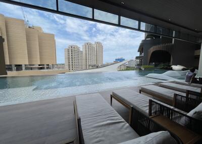 rooftop infinity pool with city view