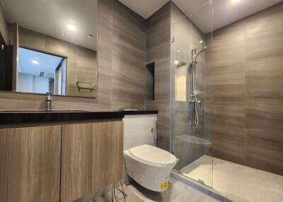 Modern bathroom with glass shower