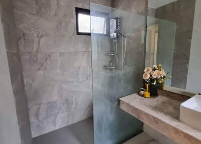 Modern bathroom with walk-in shower