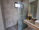 Modern bathroom with walk-in shower