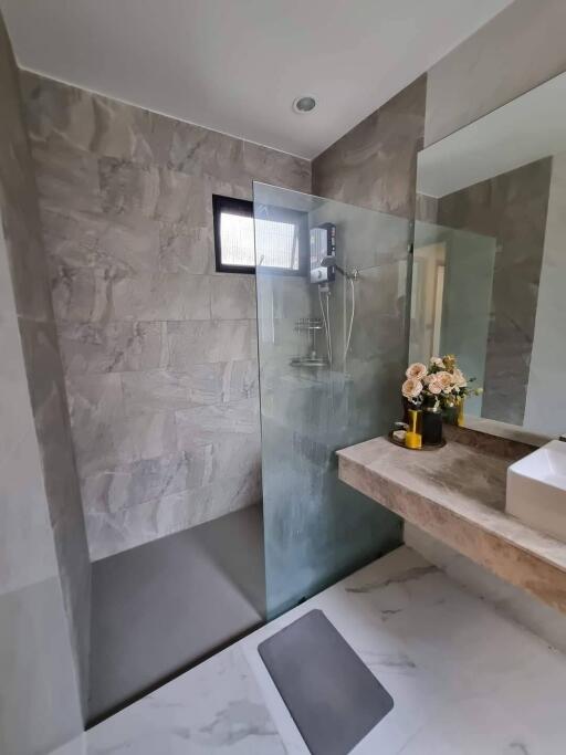 Modern bathroom with walk-in shower