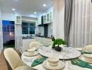 Modern kitchen with dining area