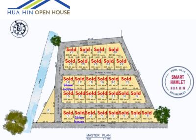 Master plan of a real estate development showing individual plot statuses