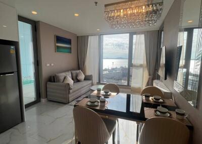 Living and dining area with a view