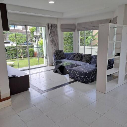 Modern living room with garden view