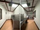 Simple kitchen with wash area and overhead natural lighting