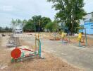 Outdoor gym area with exercise equipment