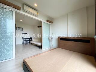 Bedroom with sliding doors to dining area