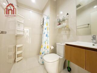 modern bathroom with shower and toilet