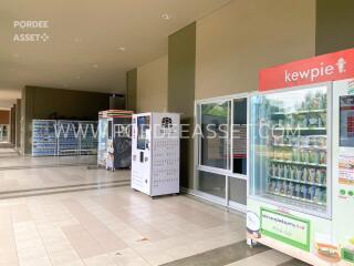 Automated vending machines in a building hallway