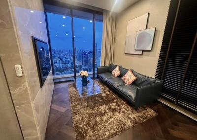 Modern living room with city view