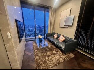 Modern living room with city view