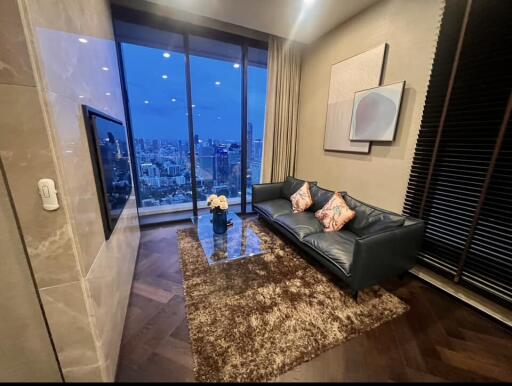 Modern living room with city view