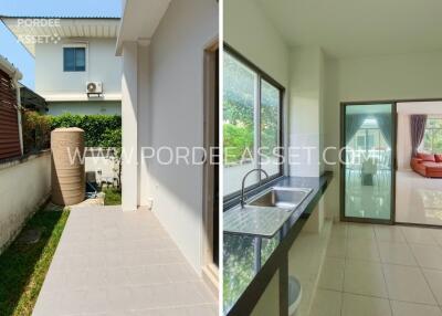 Outdoor area and kitchen inside a residential property