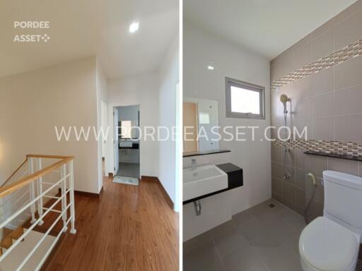 Staircase and bathroom in a modern home