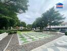 Lovely green park area with gazebo in a residential neighborhood