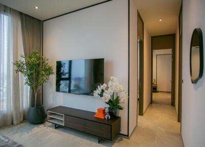 Modern living room with TV and decor