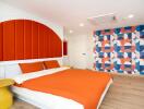 Bright bedroom with a colorful modern design