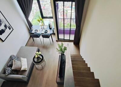 Modern living room with balcony view