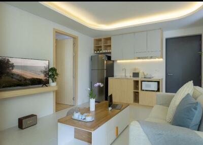 Modern living area with kitchen