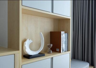 Contemporary living room shelf with decor