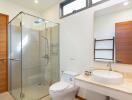 Modern bathroom with glass shower