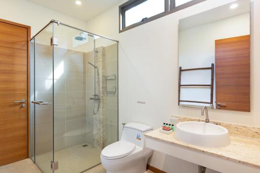 Modern bathroom with glass shower