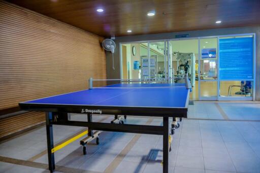 Recreational area with table tennis setup