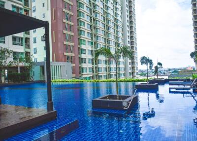 Outdoor swimming pool in a residential complex